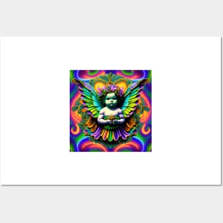 Cherub Angel Psychedelic Trippy Wings Posters and Art